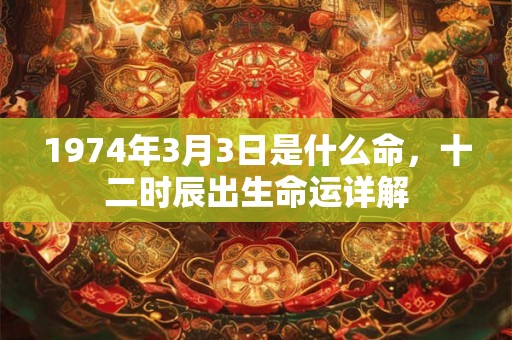 1974年3月3日是什么命，十二时辰出生命运详解