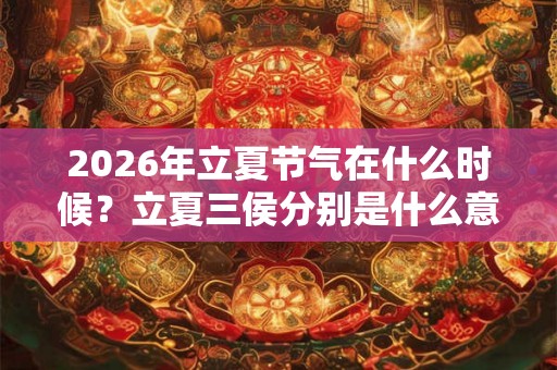 2026年立夏节气在什么时候？立夏三侯分别是什么意思？