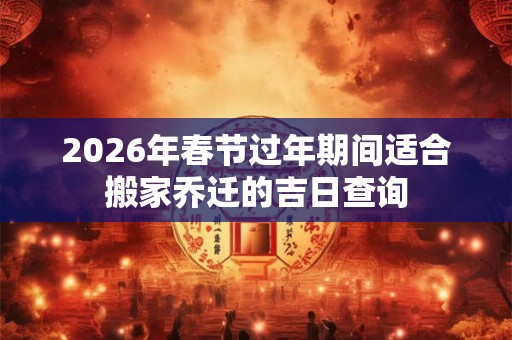 2026年春节过年期间适合搬家乔迁的吉日查询