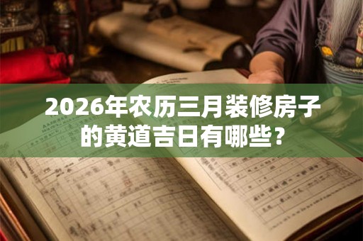 2026年农历三月装修房子的黄道吉日有哪些？