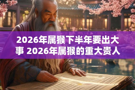 2026年属猴下半年要出大事 2026年属猴的重大贵人