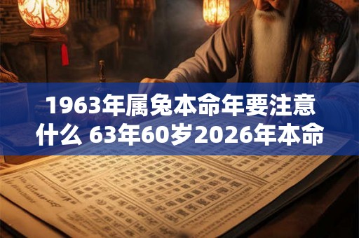 1963年属兔本命年要注意什么 63年60岁2026年本命年佩戴什么好
