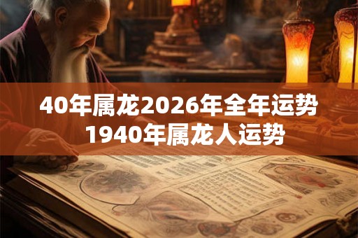 40年属龙2026年全年运势  1940年属龙人运势