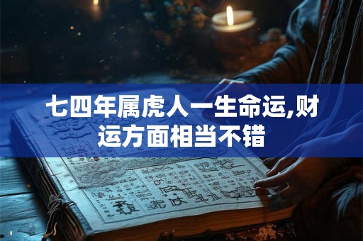 七四年属虎人一生命运,财运方面相当不错