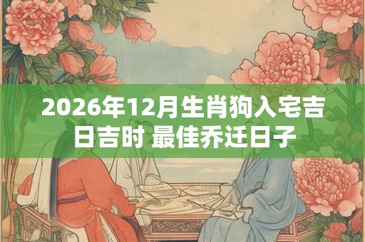 2026年12月生肖狗入宅吉日吉时 最佳乔迁日子
