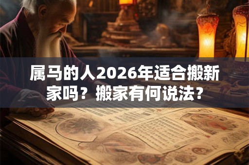 属马的人2026年适合搬新家吗？搬家有何说法？