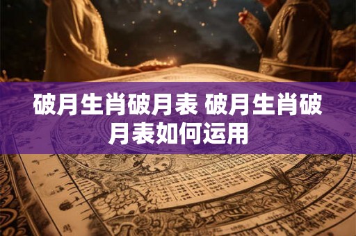 破月生肖破月表 破月生肖破月表如何运用