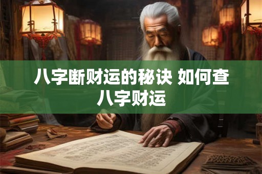八字断财运的秘诀 如何查八字财运