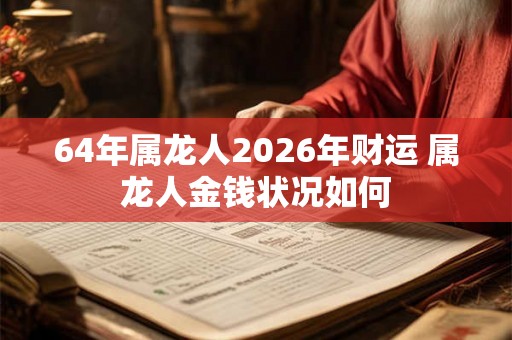 64年属龙人2026年财运 属龙人金钱状况如何