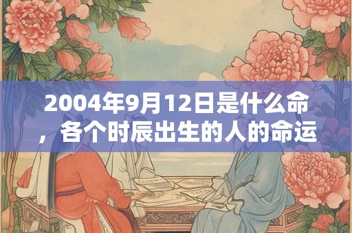 2004年9月12日是什么命，各个时辰出生的人的命运