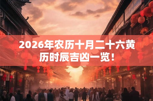 2026年农历十月二十六黄历时辰吉凶一览! 2026年农历十月二十六黄历时辰吉凶一览!