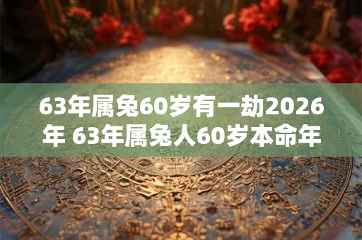 63年属兔60岁有一劫2026年 63年属兔人60岁本命年大灾如何化解