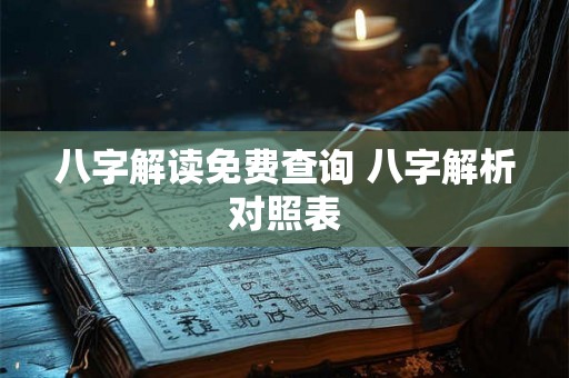 八字解读免费查询 八字解析对照表