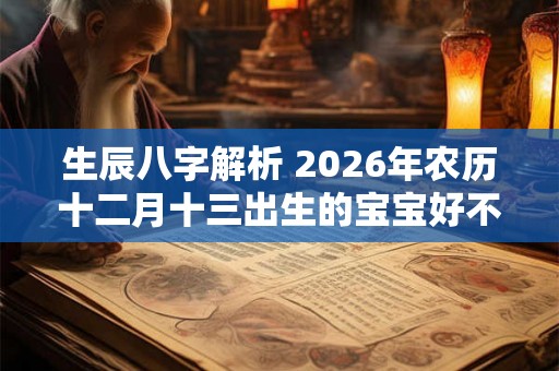 生辰八字解析 2026年农历十二月十三出生的宝宝好不好