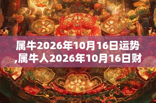 属牛2026年10月16日运势,属牛人2026年10月16日财运,生肖牛2026年10月16日运势
