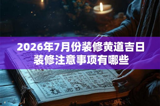2026年7月份装修黄道吉日 装修注意事项有哪些