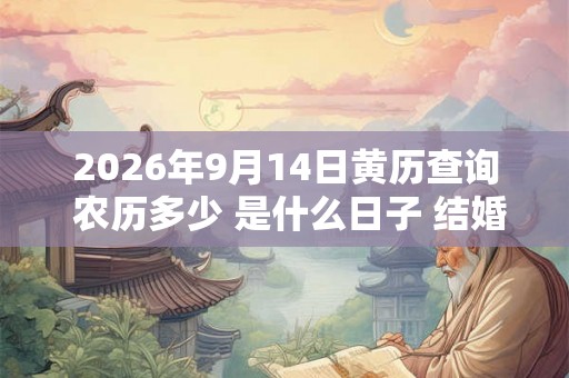 2026年9月14日黄历查询 农历多少 是什么日子 结婚吉时