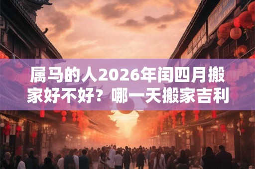 属马的人2026年闰四月搬家好不好？哪一天搬家吉利？