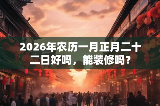 2026年农历一月正月二十二日好吗，能装修吗？