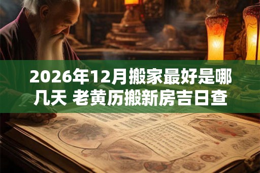 2026年12月搬家最好是哪几天 老黄历搬新房吉日查询