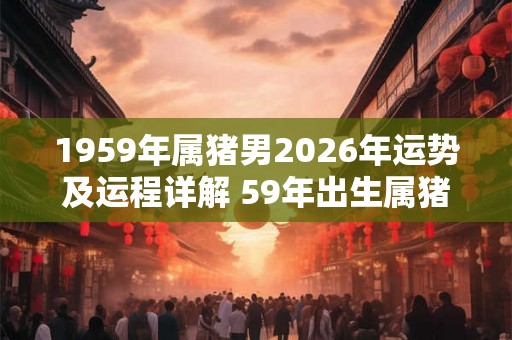 1959年属猪男2026年运势及运程详解 59年出生属猪人2026全年每月运势男性