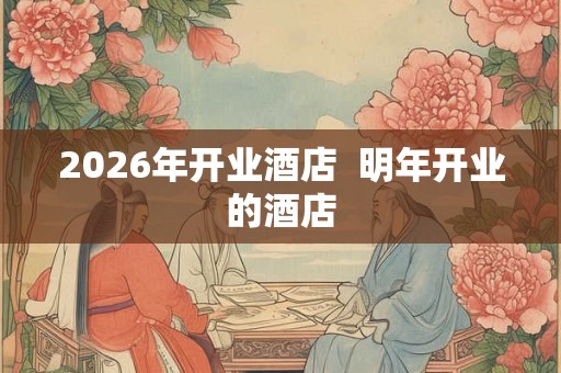 2026年开业酒店  明年开业的酒店