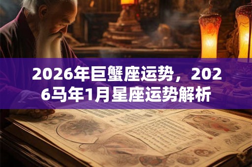 2026年巨蟹座运势，2026马年1月星座运势解析
