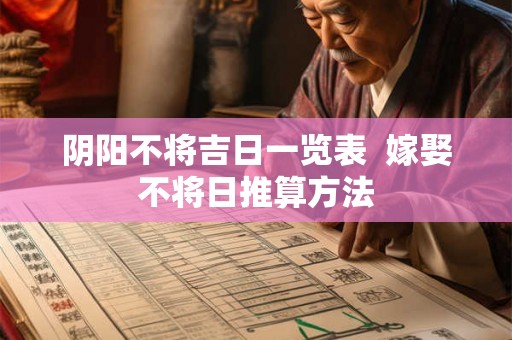 阴阳不将吉日一览表  嫁娶不将日推算方法