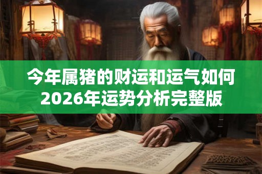 今年属猪的财运和运气如何2026年运势分析完整版