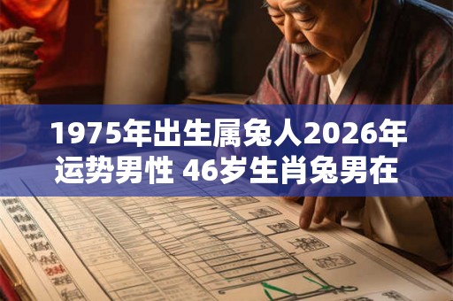 1975年出生属兔人2026年运势男性 46岁生肖兔男在2026年运气如何
