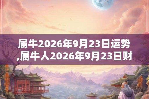 属牛2026年9月23日运势,属牛人2026年9月23日财运,生肖牛2026年9月23日运势