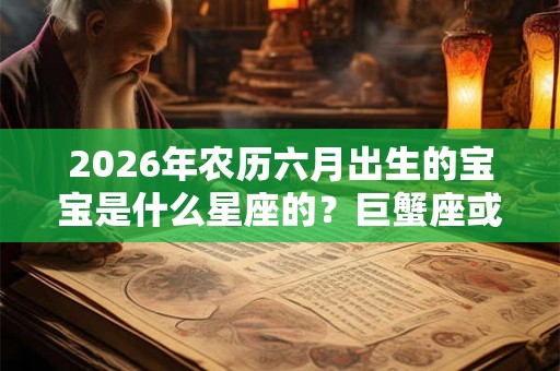 2026年农历六月出生的宝宝是什么星座的?巨蟹座或狮子座 2026年农历六月出生的宝宝是什么星座的?巨蟹座或狮子座
