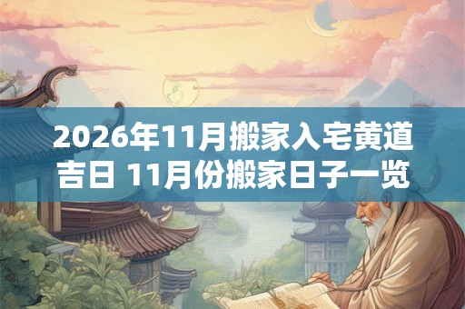 2026年11月搬家入宅黄道吉日 11月份搬家日子一览表