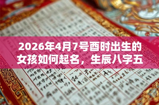 2026年4月7号酉时出生的女孩如何起名,生辰八字五行是什么? 2026年4月7号酉时出生的女孩如何起名,生辰八字五行是什么?