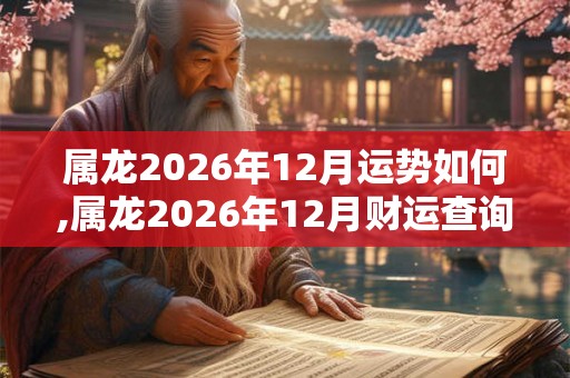属龙2026年12月运势如何,属龙2026年12月财运查询
