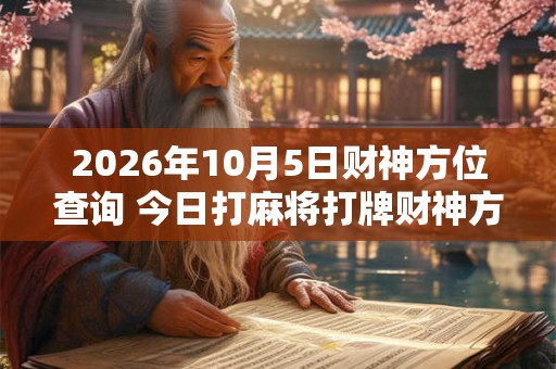2026年10月5日财神方位查询 今日打麻将打牌财神方位