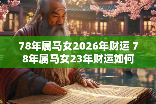 78年属马女2026年财运 78年属马女23年财运如何 78年属马女2026年财运 78年属马女23年财运如何