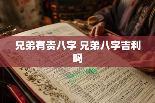 兄弟有贵八字 兄弟八字吉利吗