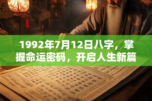 1992年7月12日八字，掌握命运密码，开启人生新篇章！
