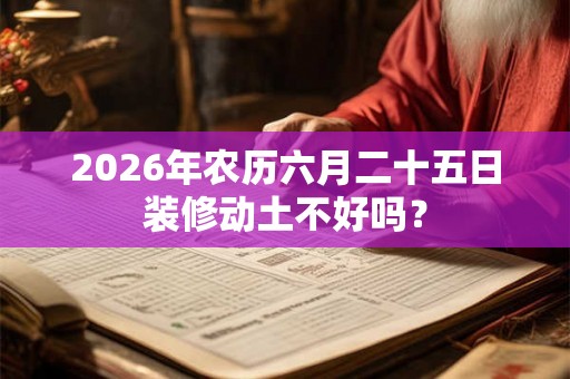 2026年农历六月二十五日装修动土不好吗？