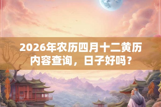 2026年农历四月十二黄历内容查询，日子好吗？