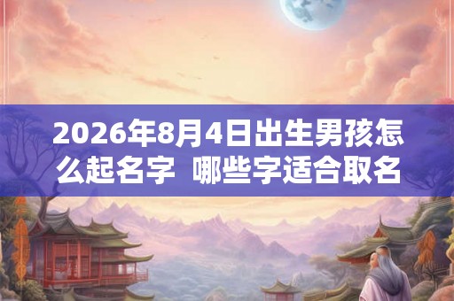 2026年8月4日出生男孩怎么起名字  哪些字适合取名