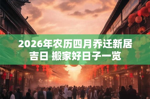 2026年农历四月乔迁新居吉日 搬家好日子一览