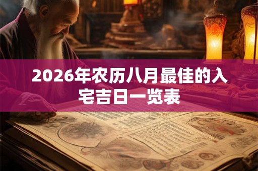 2026年农历八月最佳的入宅吉日一览表