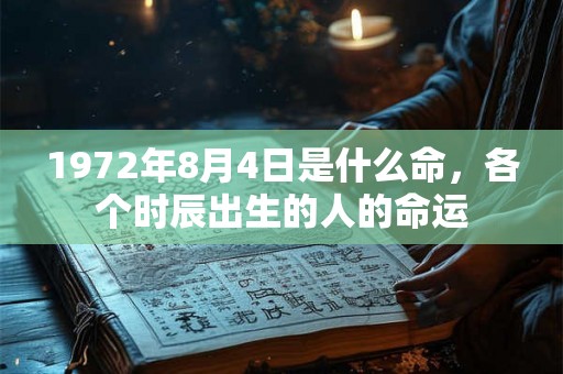 1972年8月4日是什么命，各个时辰出生的人的命运