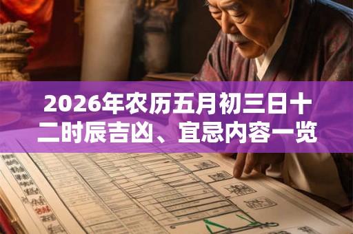 2026年农历五月初三日十二时辰吉凶、宜忌内容一览