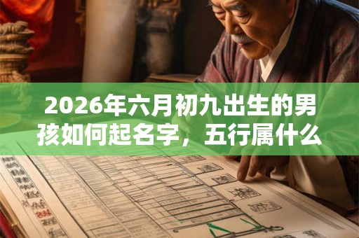 2026年六月初九出生的男孩如何起名字，五行属什么