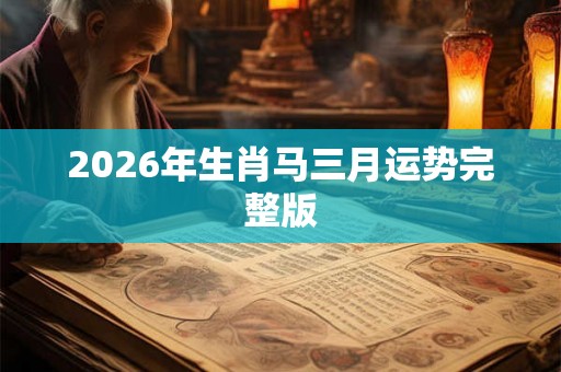 2026年生肖马三月运势完整版 2026年生肖马三月运势完整版