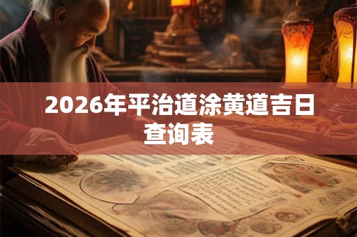 2026年平治道涂黄道吉日查询表