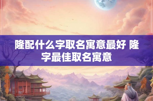 隆配什么字取名寓意最好 隆字最佳取名寓意